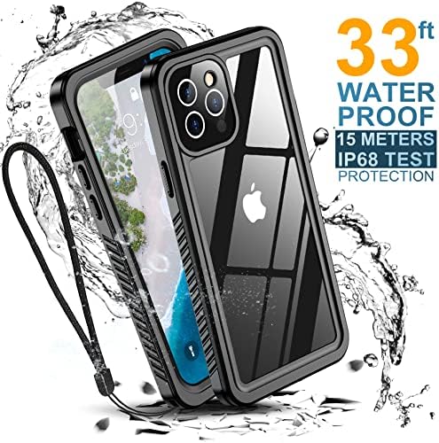Temdan לאייפון 12 Pro Max Case אטום למים, מגן על מסך זכוכית מחוסמת 9 שעות מזג [IP68 מתחת למים] [12F